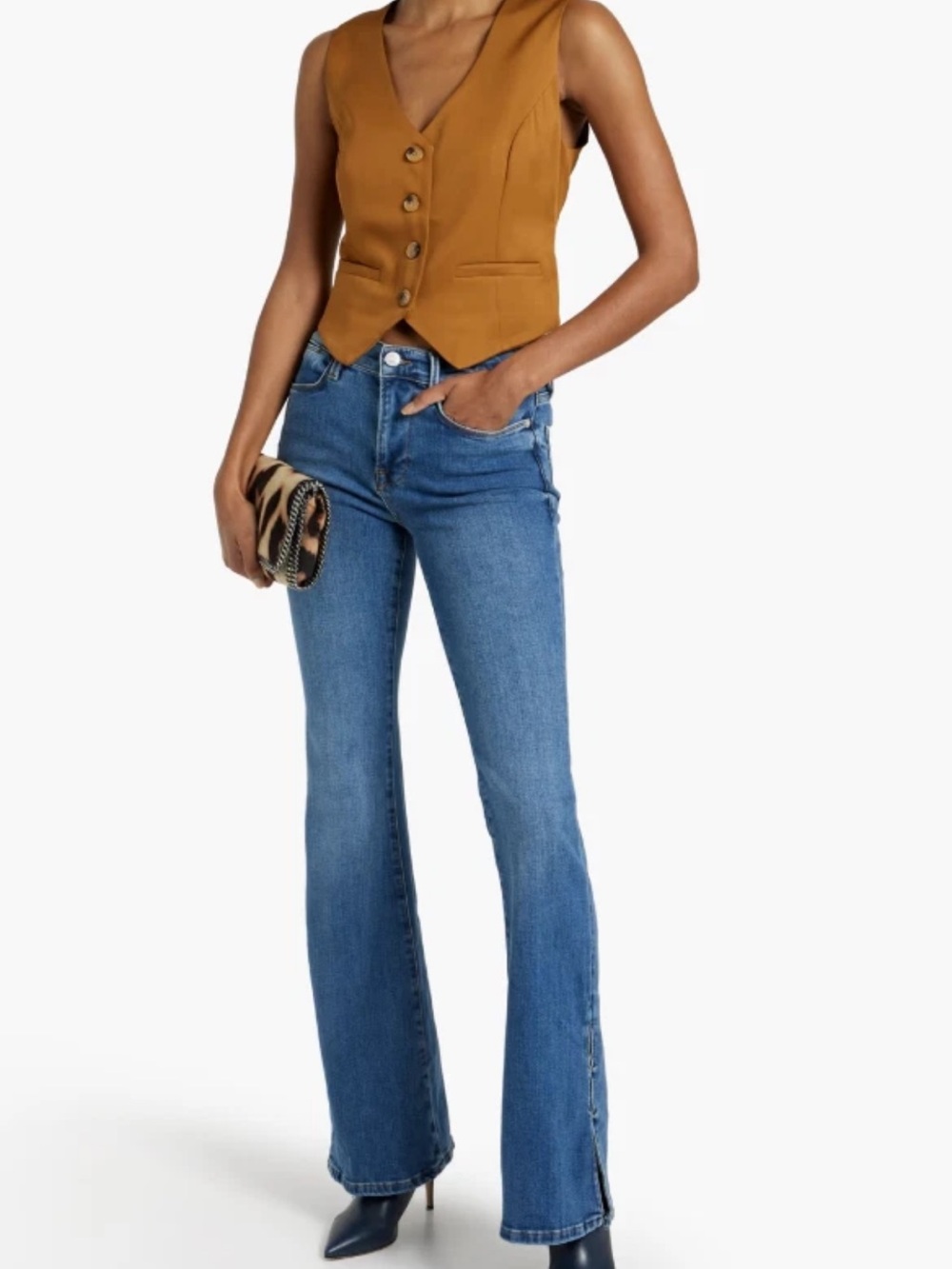 Frame Denim Le High Flare Jeans Medium Wash Stretch